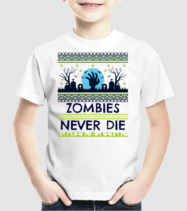 Zombies Never Die minta fehér pólón