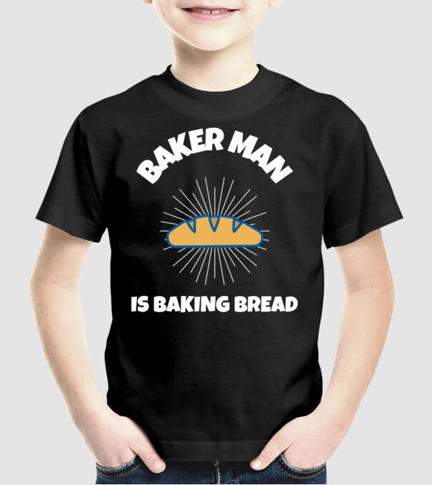 BAKER MAN IS BAKING BREAD minta fekete pólón