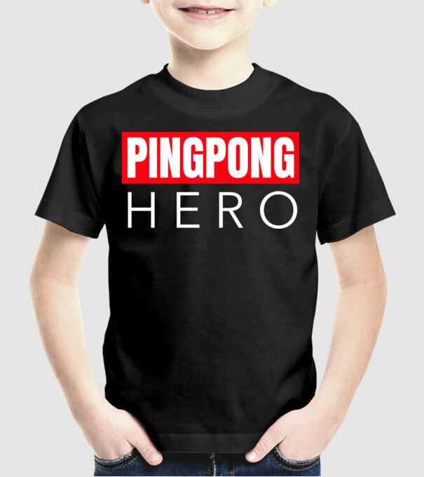 PINGPONG HERO minta fekete pólón