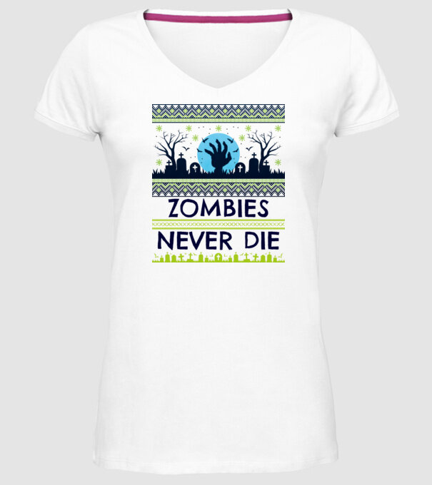 Zombies Never Die minta fehér pólón