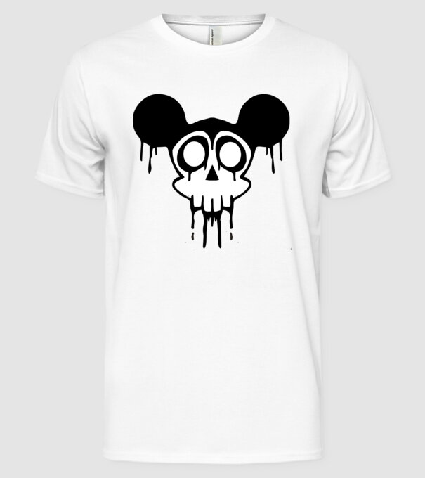 Creepy Mouse minta fehér pólón