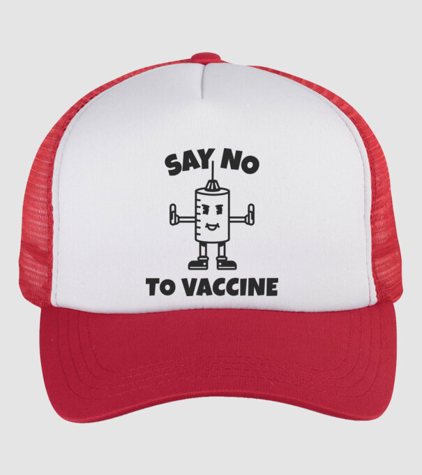 SAY NO TO VACCINE minta fehér/piros pólón