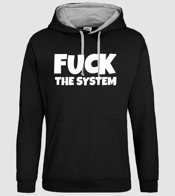 FUCK THE SYSTEM minta fekete pólón