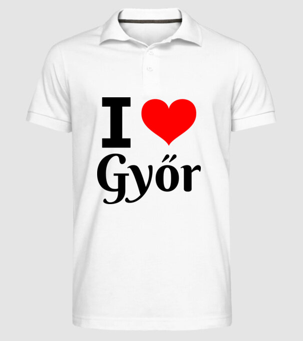 I love Győr minta fehér pólón