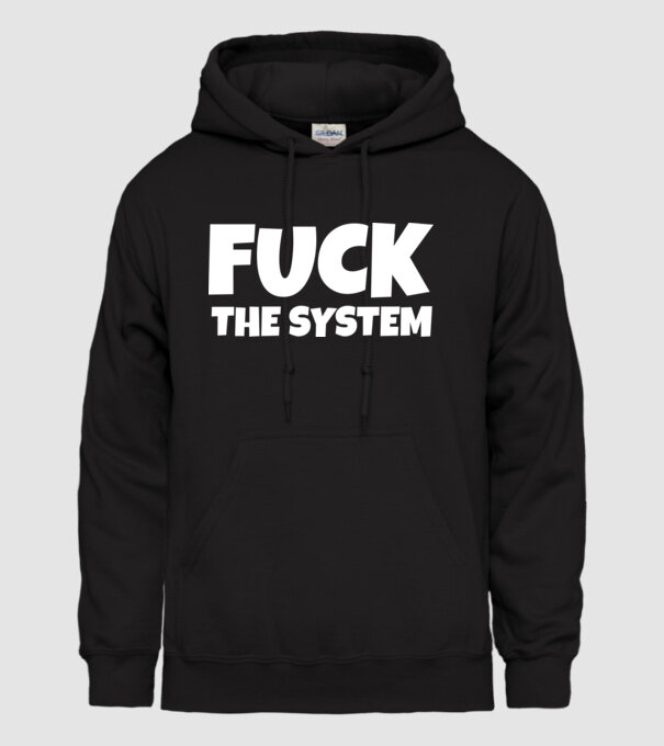FUCK THE SYSTEM minta fekete pólón