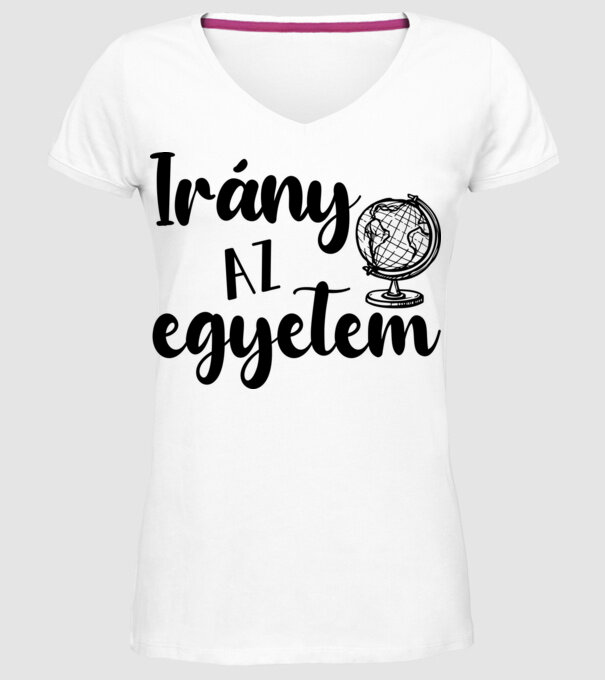Irány az egyetem földrajz minta fehér pólón