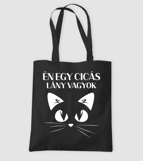 Én egy cicás lány vagyok minta fekete pólón