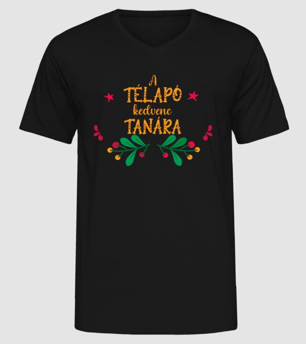 A télapó kedvenc tanára minta fekete pólón