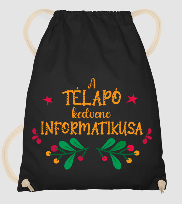 A télapó kedvenc informatikusa minta fekete pólón