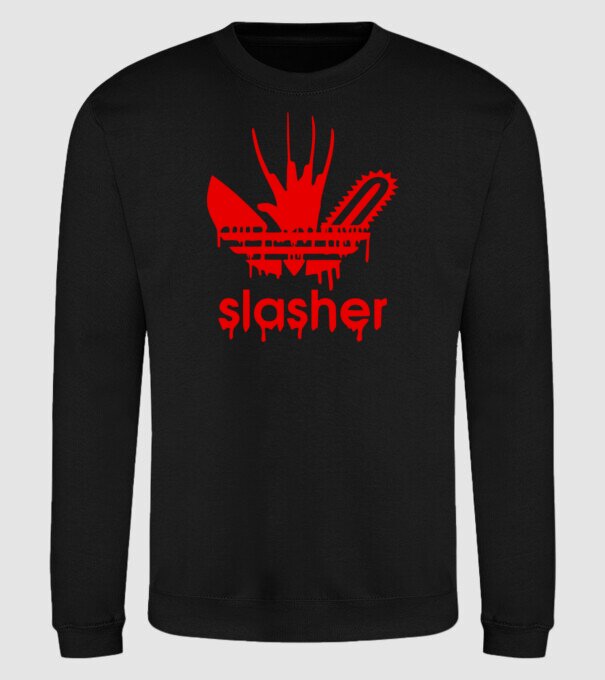 slasher minta fekete pólón