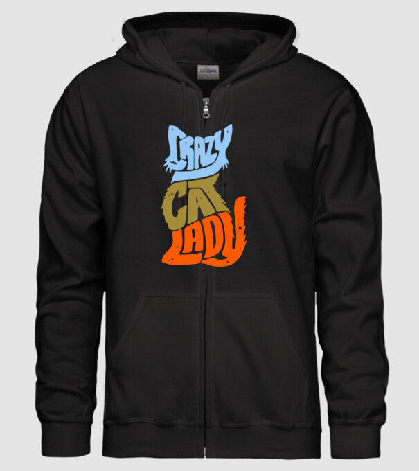 Crazy cat lady minta fekete pólón