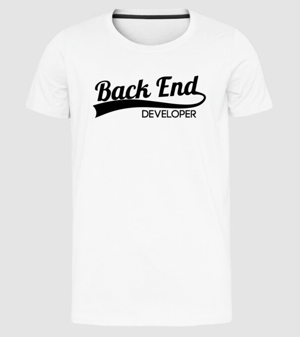 Back end developer minta fehér pólón