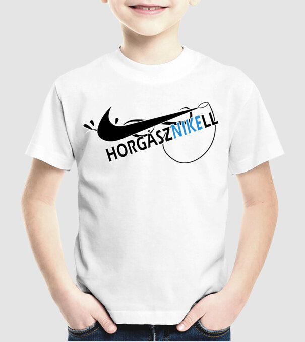 HorgászNIKEll minta fehér pólón
