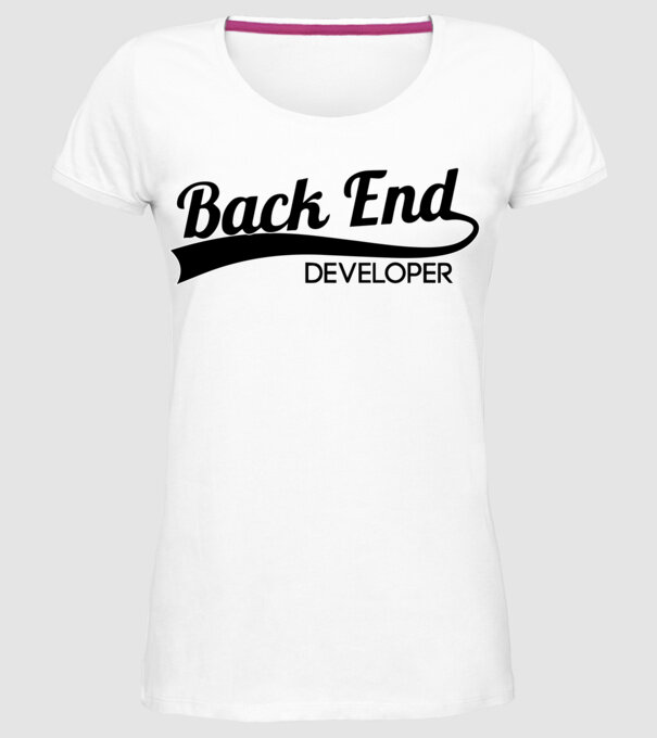 Back end developer minta fehér pólón