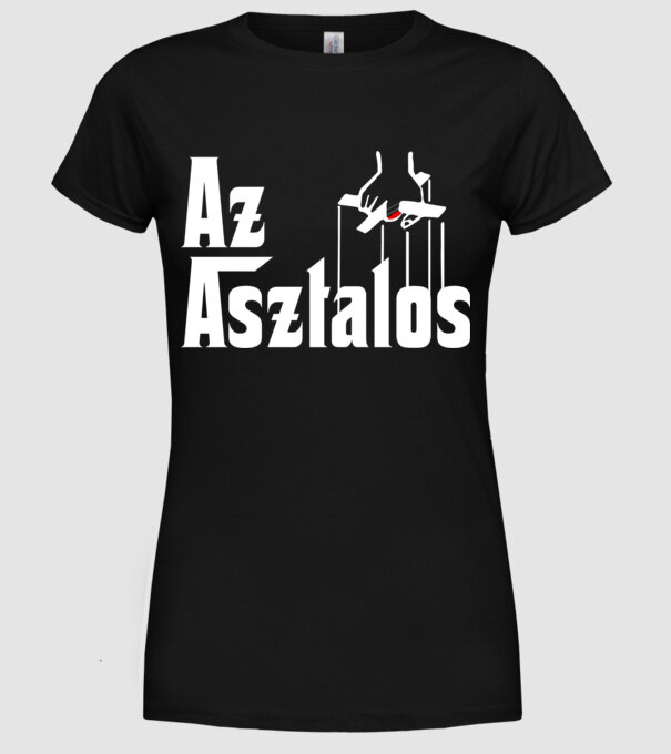 Az asztalos minta fekete pólón