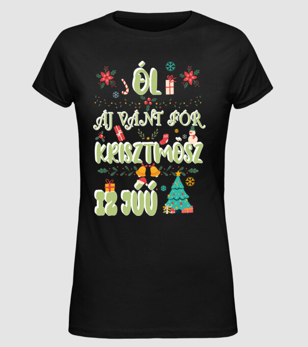 All I want for christmas is you fehér minta fekete pólón