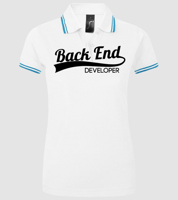 Back end developer minta fehér pólón