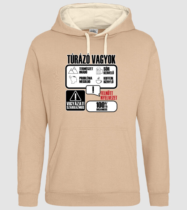 Túrázó vagyok minta homokszín pólón