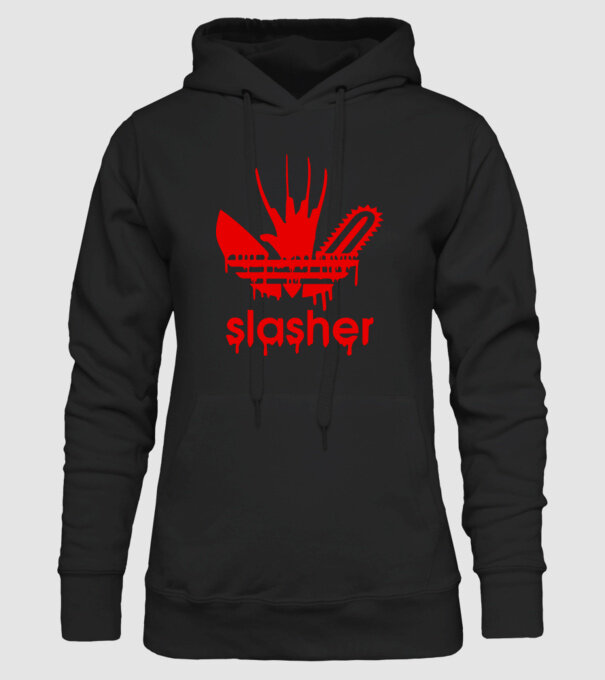slasher minta fekete pólón