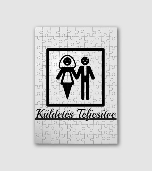 Küldetés teljesítve minta fehér pólón