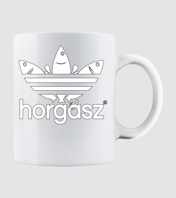 Horgász adidas fehér minta fehér pólón