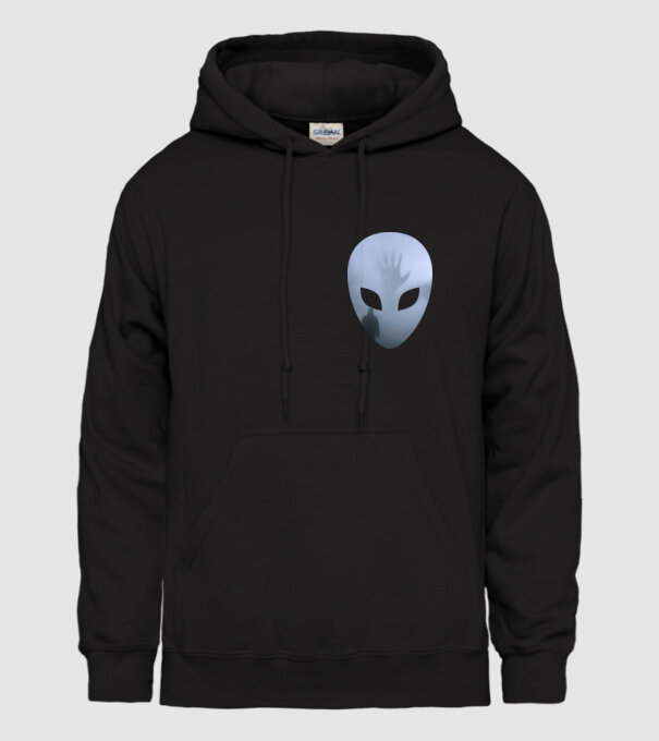 Köztünk élnek fej - UFO - űrlény fej minta fekete pólón
