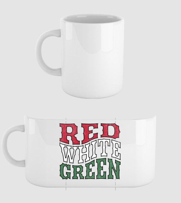 Red White Green - Piros Fehér Zöld minta fehér pólón