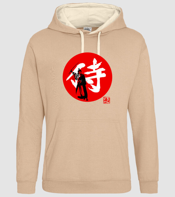 samurai kanji red minta homokszín pólón