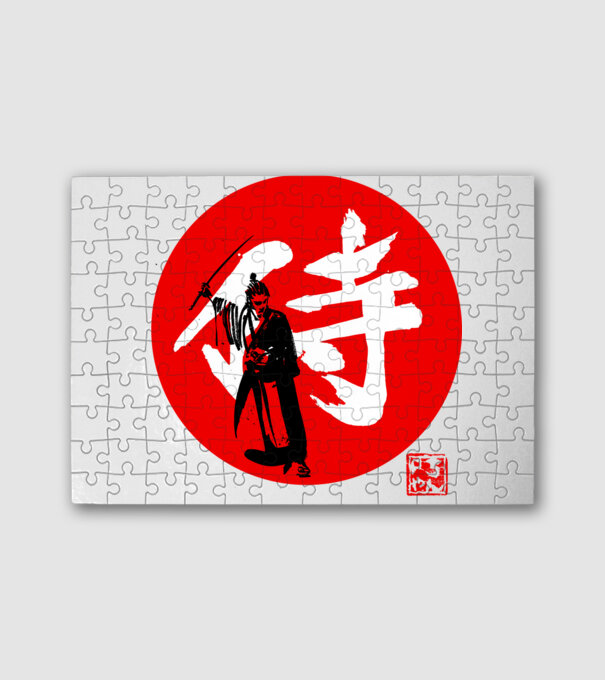 samurai kanji red minta fehér pólón