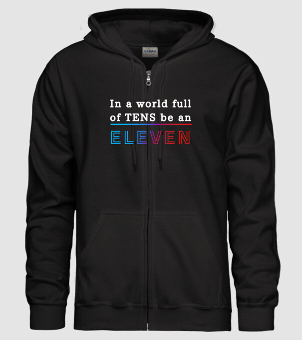 Stranger Things - In a world full of TENS be an ELEVEN 21 minta fekete pólón