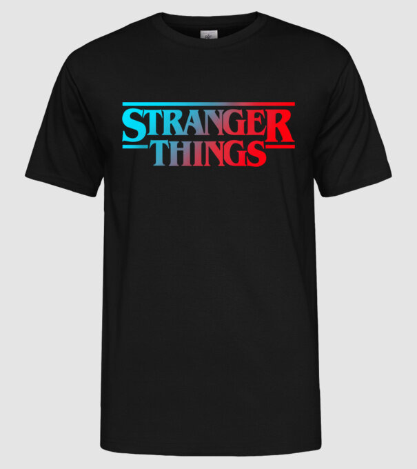 Stranger Things multicolor minta fekete pólón
