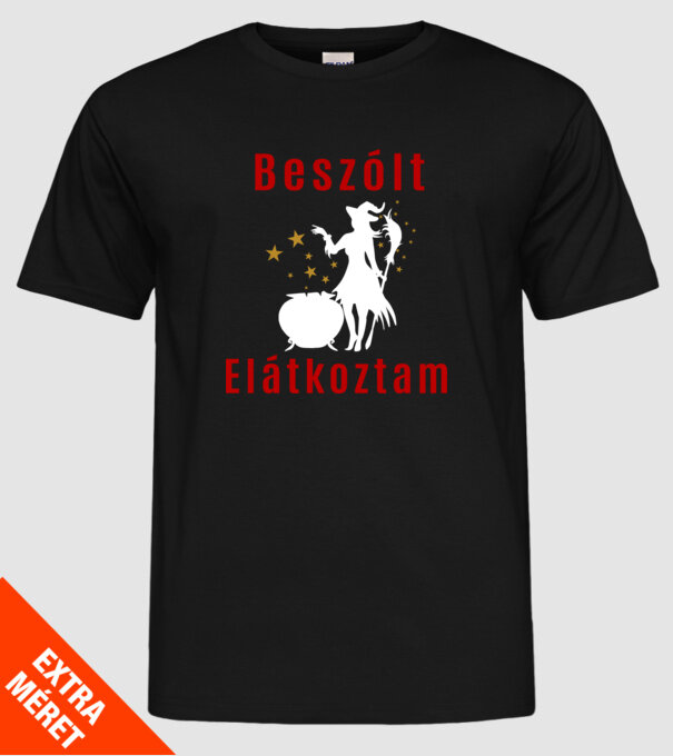 Beszólt Elátkoztam - white minta fekete pólón