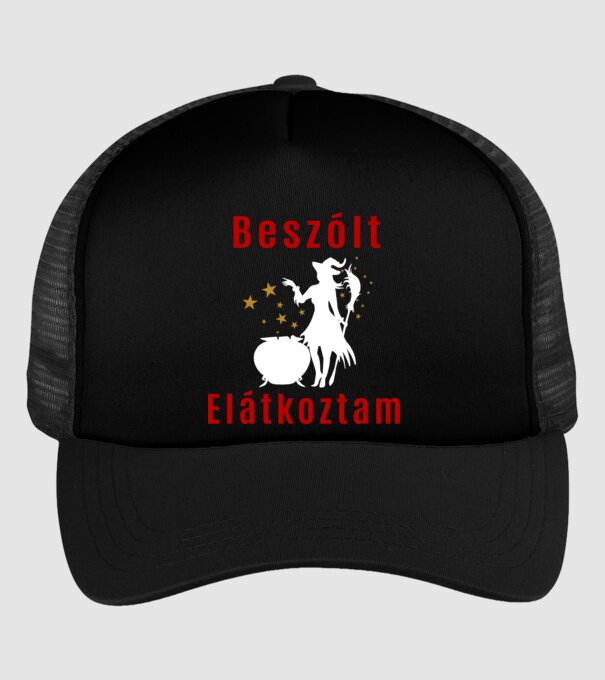 Beszólt Elátkoztam - white minta fekete pólón