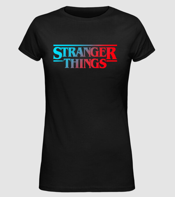 Stranger Things multicolor minta fekete pólón