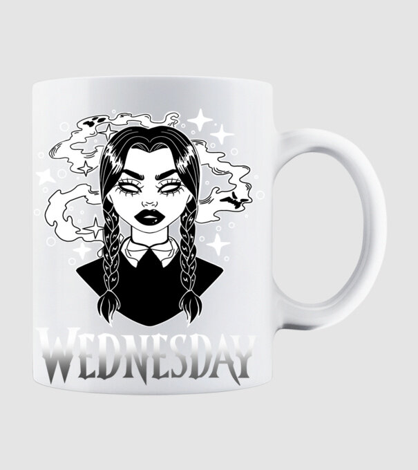 Wednesday Addams Magic minta fehér pólón