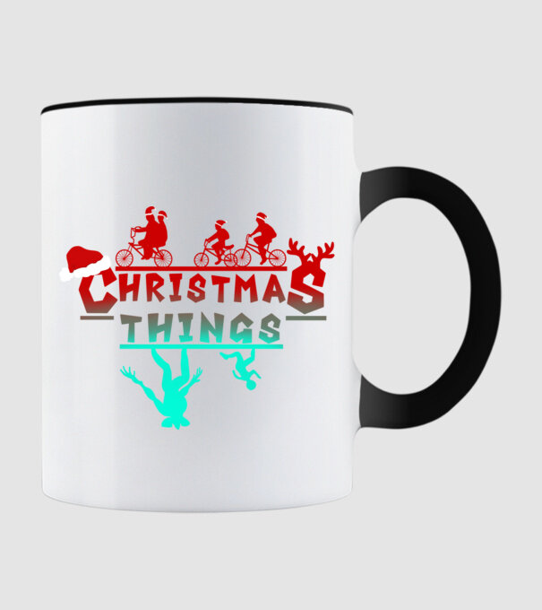 Stranger Things Karácsony minta fekete pólón