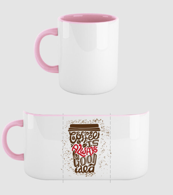 coffee minta világos rózsaszín pólón