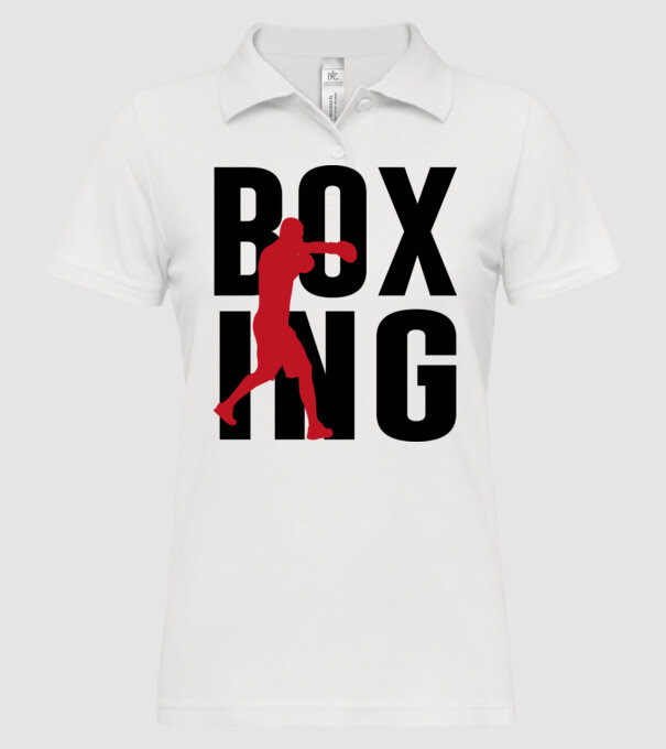 BOXING RED minta fehér pólón