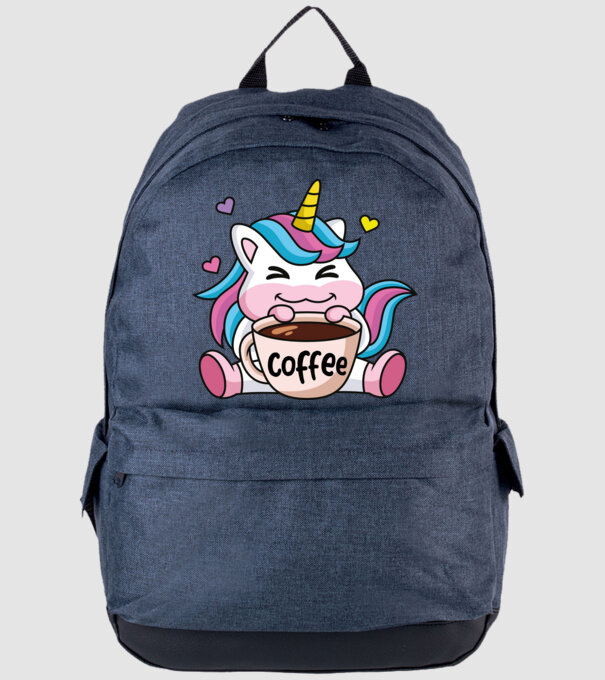 Unikornis caffee minta farmerkék pólón