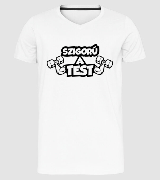 Szigorú a test minta fehér pólón