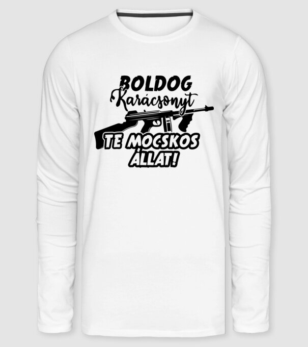 Boldog Karácsonyt tartsd meg az aprót minta fehér pólón