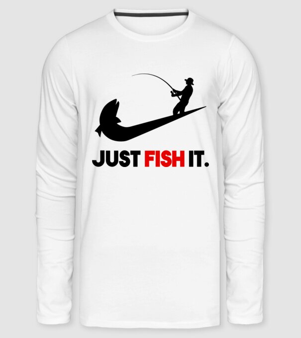 Just Fish It minta fehér pólón