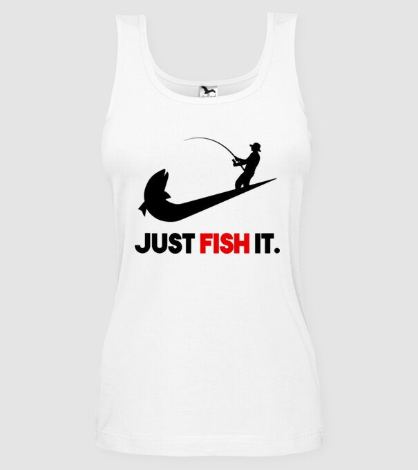 Just Fish It minta fehér pólón