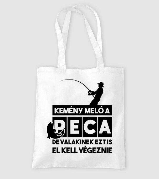 Kemény meló a peca minta fehér pólón