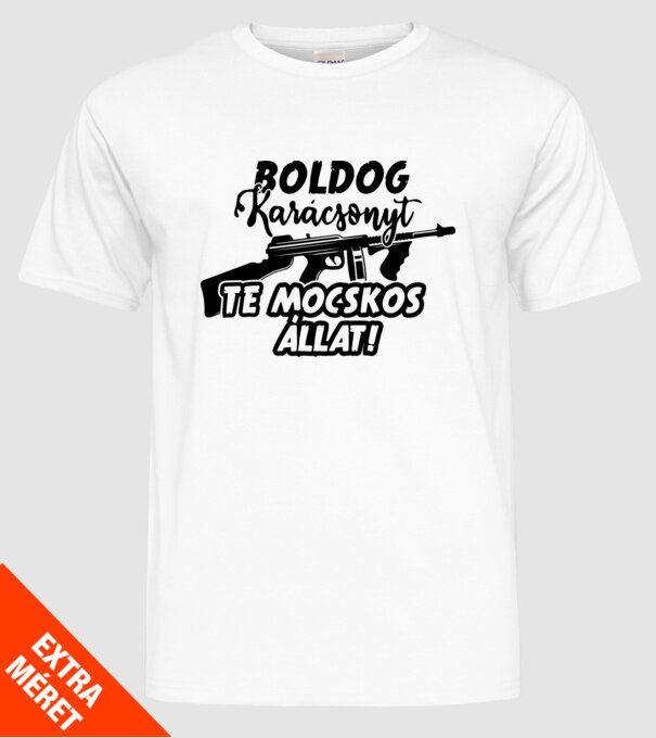 Boldog Karácsonyt tartsd meg az aprót minta fehér pólón