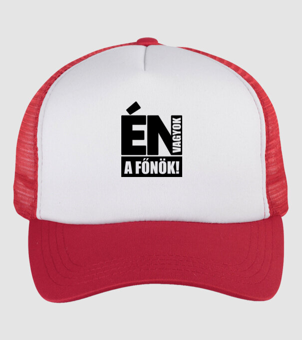 Én vagyok a főnök minta fehér/piros pólón
