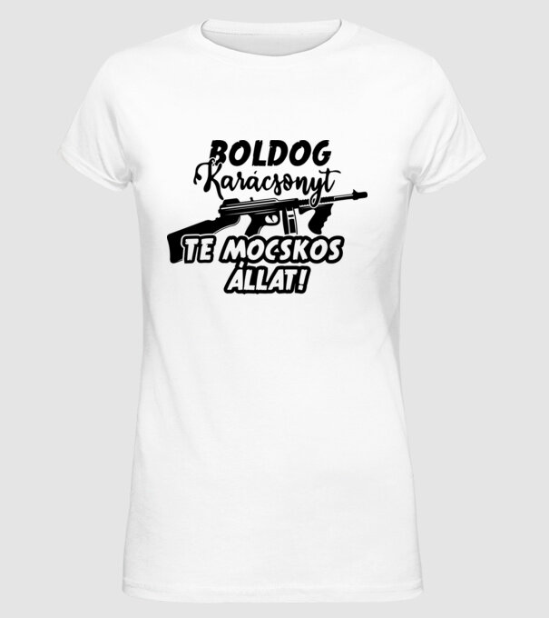 Boldog Karácsonyt tartsd meg az aprót minta fehér pólón