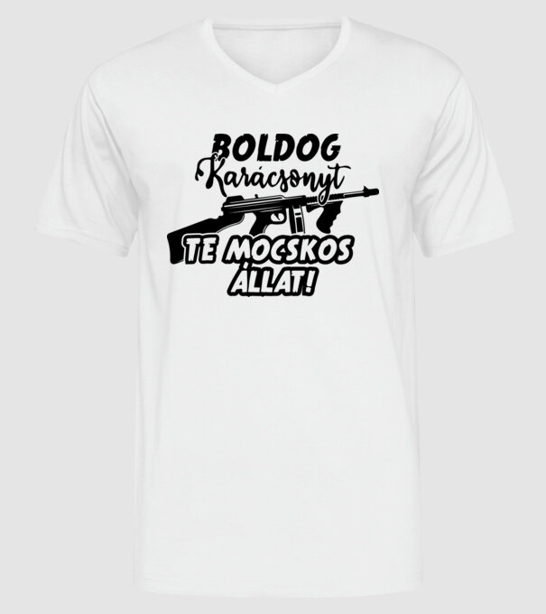 Boldog Karácsonyt tartsd meg az aprót minta fehér pólón