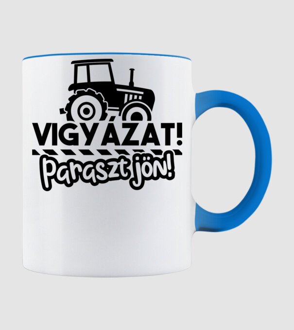 Vigyázat Paraszt jön minta világoskék pólón