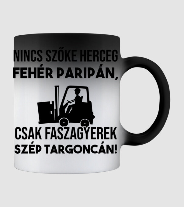 Nincs szőke herceg targoncás minta fekete pólón